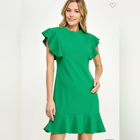 2 Hearts | Dresses | 2 Hearts Kelly Green Drop Ruffles Hem Dress | Poshmark